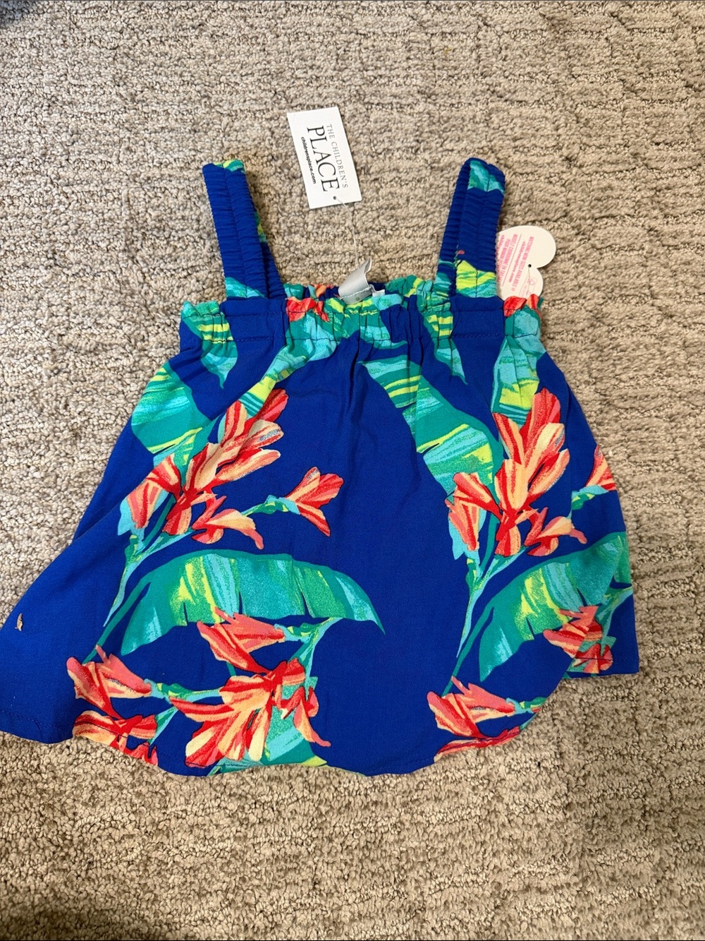 The Children's Place Girls Royal Blue Tropical Floral Sundress Top